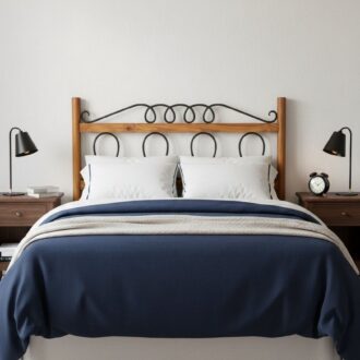 Rustic Wood and Wrought Iron Headboard – photo 2