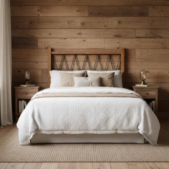 Wooden and wrought iron headboard – photo 2