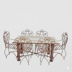 MESA FORJA MOSAICO + 6 SILLAS ( conjunto vintage)