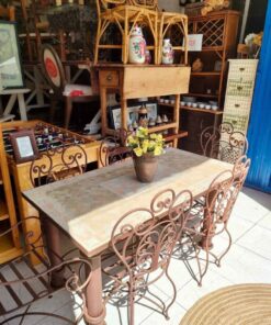 Terracewrought tablesetchairs Mesa forja mosaico + 6 sillas ( conjunto vintage)