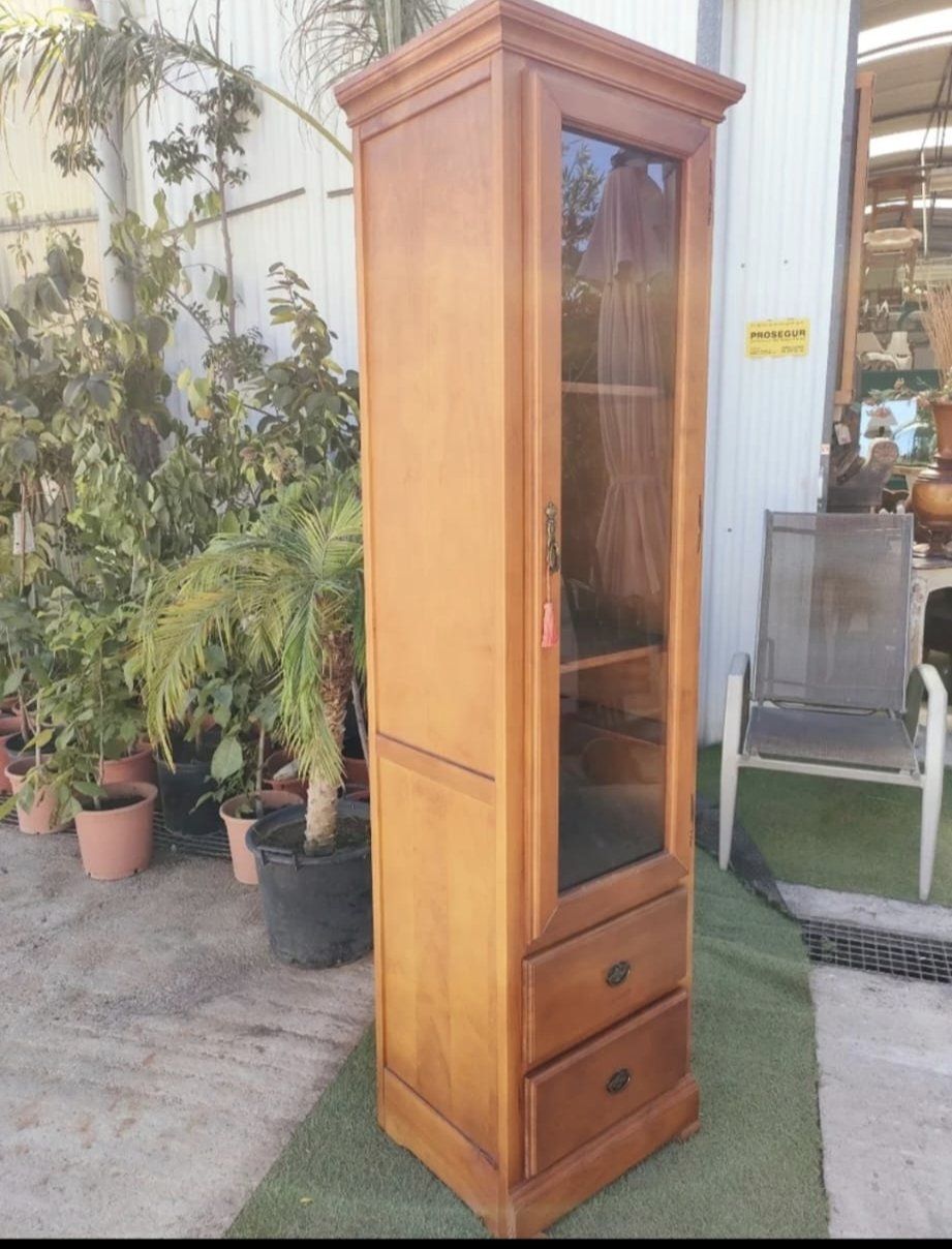 VITRINA ALTA CRISTAL Y MADERA 2 VITRINA ALTA CRISTAL Y MADERA - Imagen 2