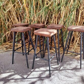 TABURETES TELA MARRÓN Y METAL 5 1000422698