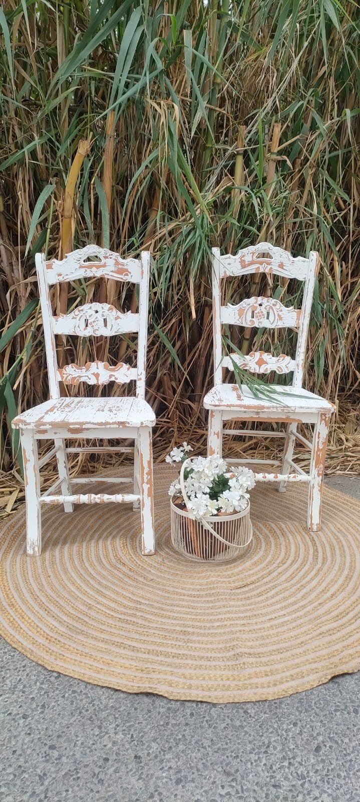 SILLAS BLANCAS SHABBY CHIC 1 SILLAS BLANCAS SHABBY CHIC