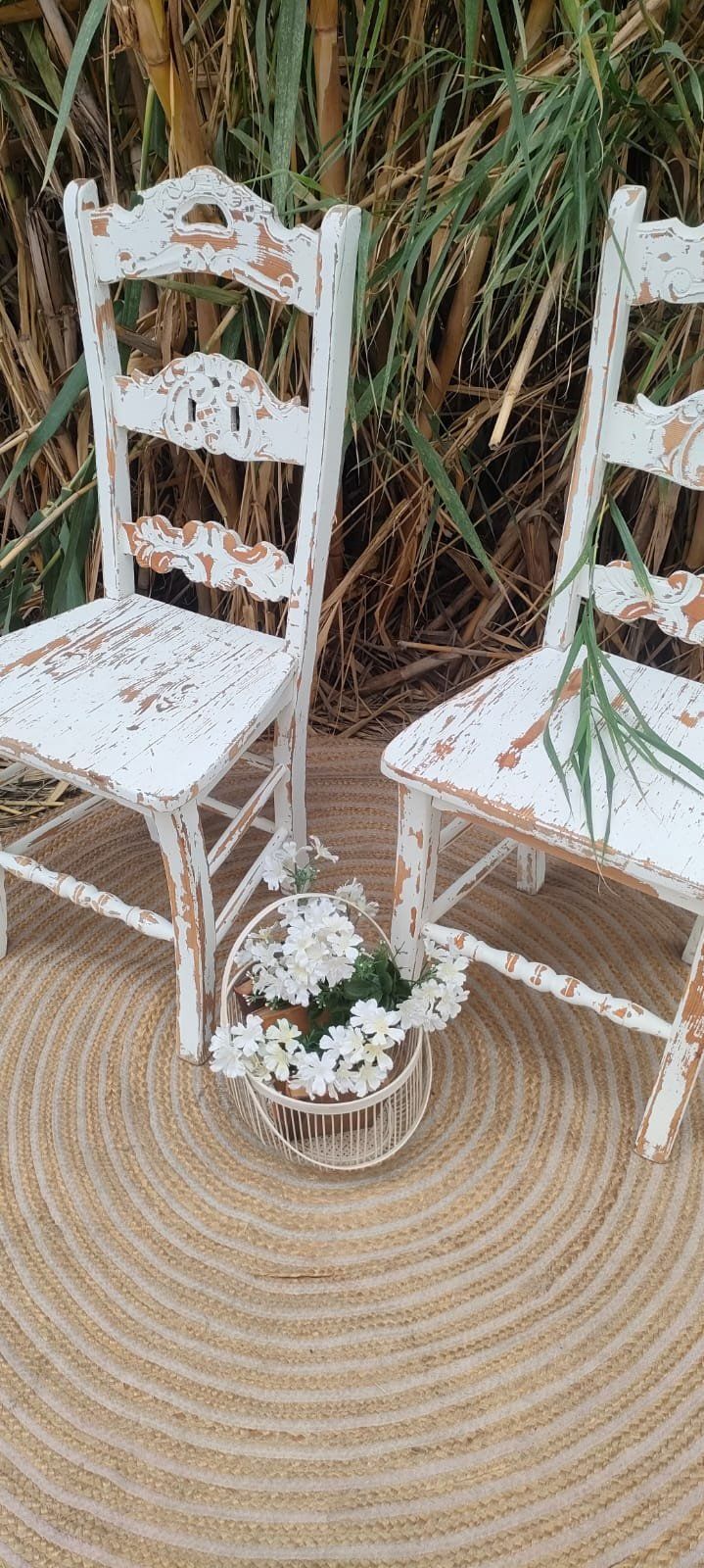 SILLAS BLANCAS SHABBY CHIC 3 SILLAS BLANCAS SHABBY CHIC - Imagen 3