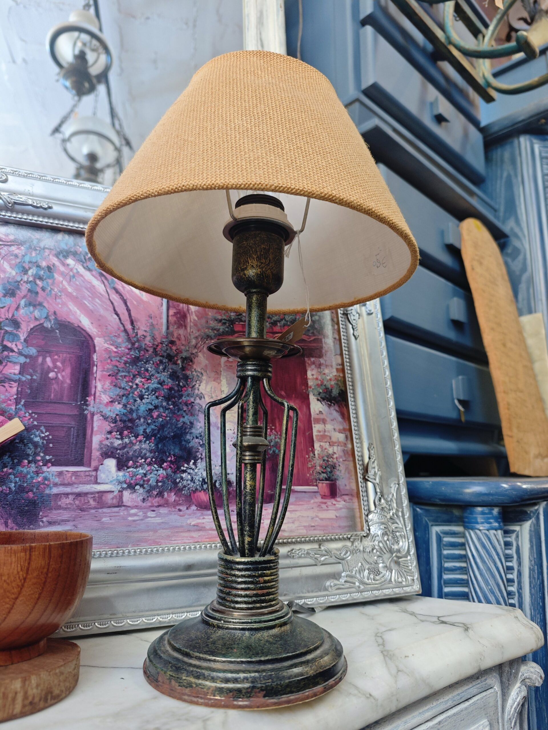 LAMPARA VINTAGE DE METAL Y YUTE 1 LAMPARA VINTAGE yute