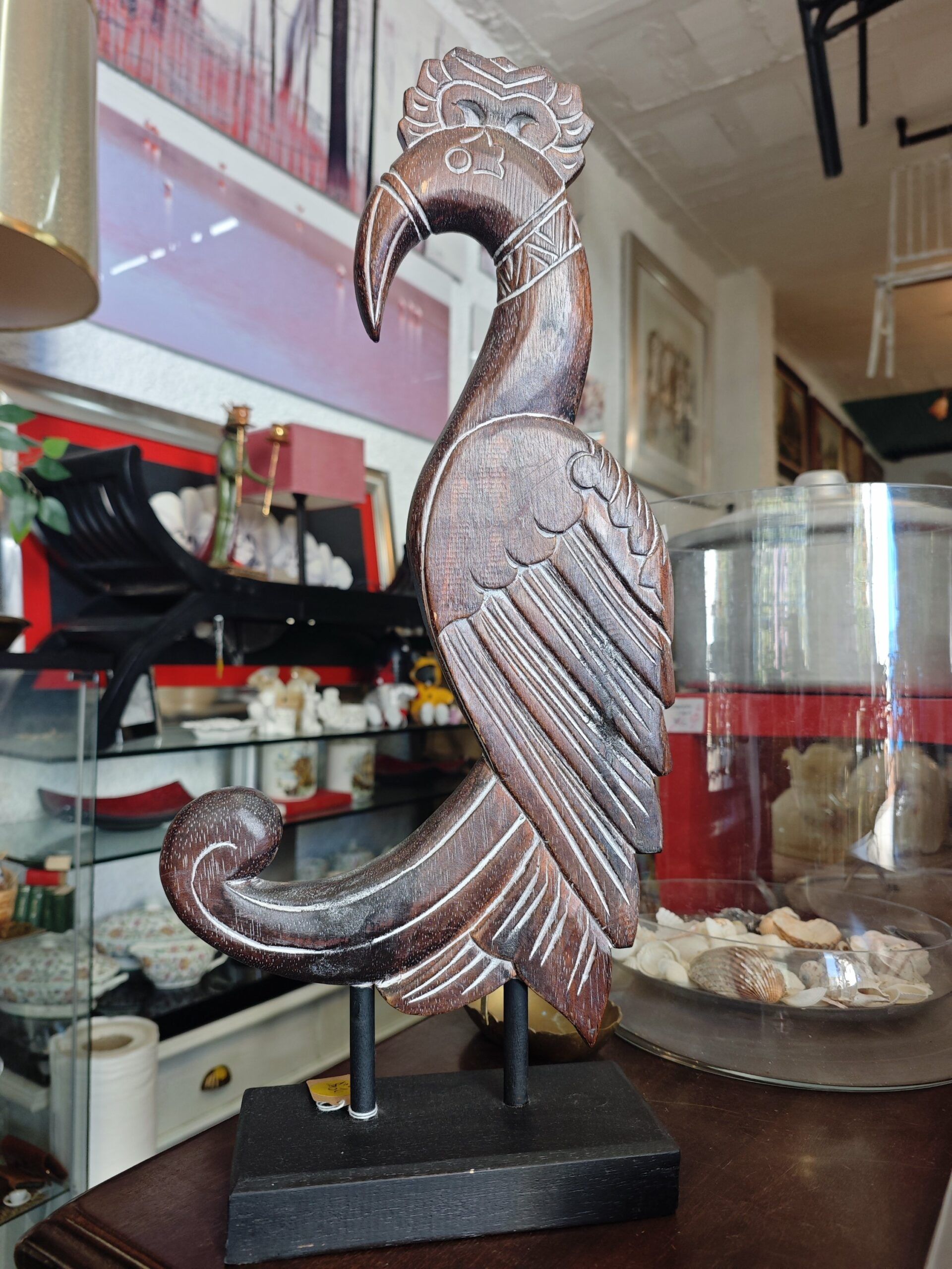 Escultura decorativa de ave tallada 2 Escultura decorativa de ave tallada - Imagen 2