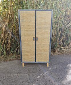 Armario compacto madera y ratán