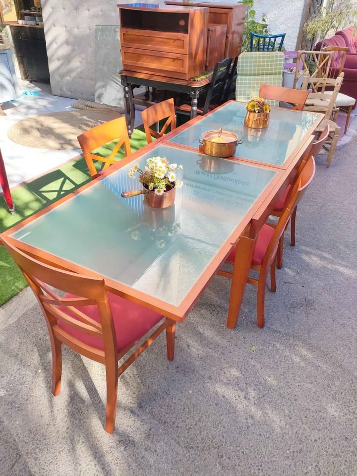 MESA EXTENSIBLE CEREZO + 6 SILLAS 2 MESA EXTENSIBLE CEREZO + 6 SILLAS - Imagen 2