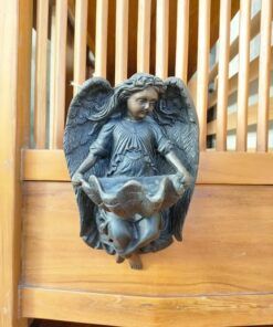 PILA AGUA BENDITA ANGEL ALADO BRONCE