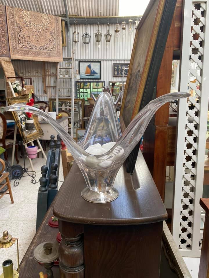 CENTRO DE MESA VINTAGE CRISTAL SOPLADO 1 CENTRO DE MESA VINTAGE CRISTAL SOPLADO