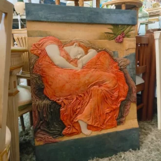 Resin painting , inspired by Frederic Leighton. Measurements: 103 cm high × 76 cm ancho.