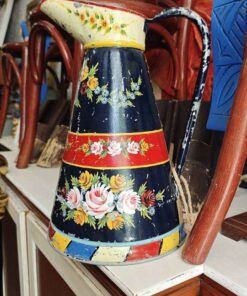 hand painted vintage metal jug