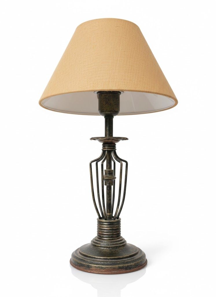 Vintage metal and jute lamp 1 Lámpara vintage de metal y yute