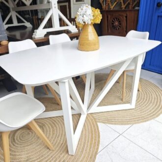 White wood and metal table design – photo 2