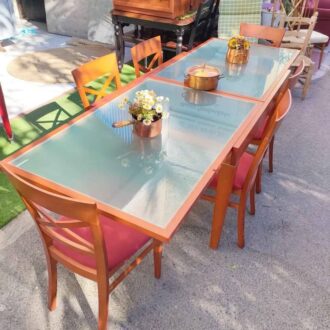 Extendable cherry table + 6 chairs – photo 2