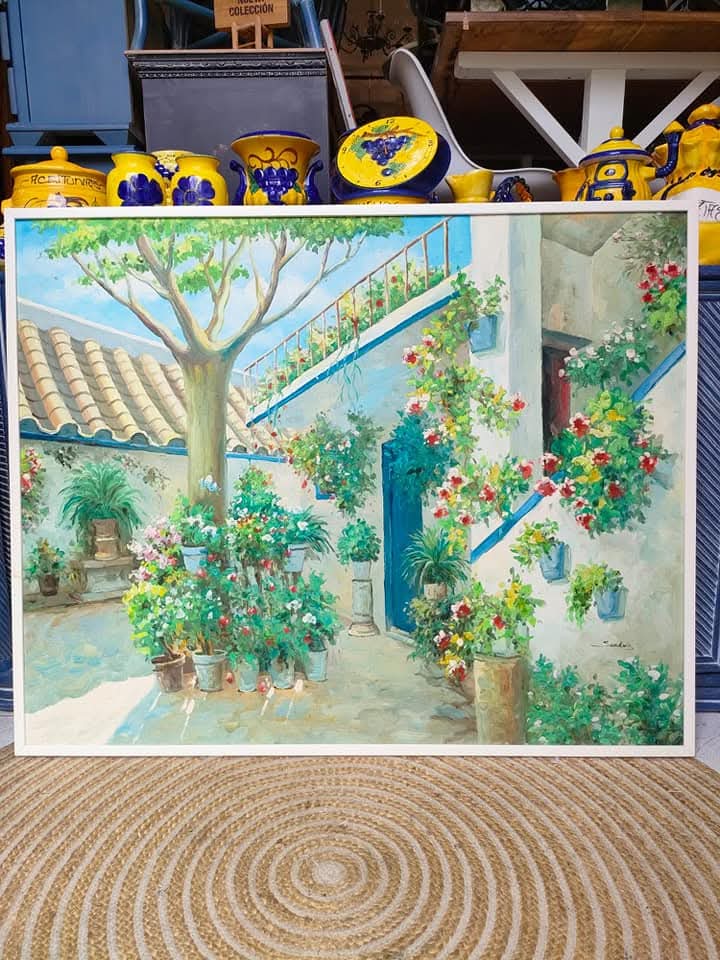 Óleo pintado de patio andaluz 1 Óleo pintado de patio andaluz estilo mediterraneo