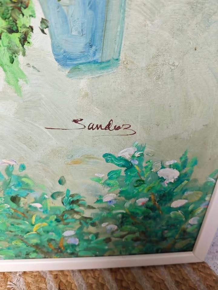 Óleo pintado de patio andaluz 2 Óleo pintado de patio andaluz - Imagen 2