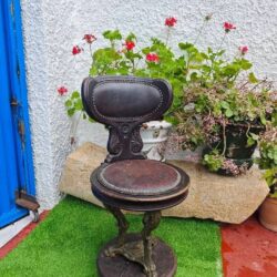 Antique Oak Wood and Metal Ship Captain's Chair