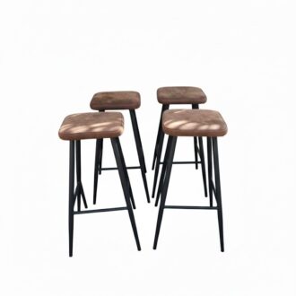 TABURETES TELA MARRÓN Y METAL