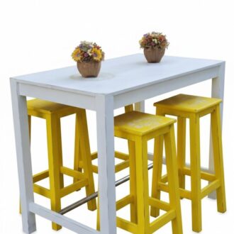 mesa alta rectangular blanca