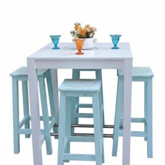 mesa alta cuadrada blanca