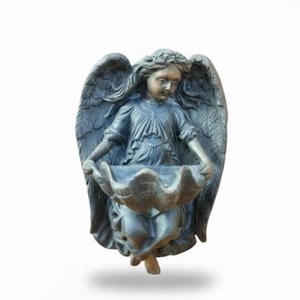 PILA AGUA BENDITA ANGEL ALADO BRONCE