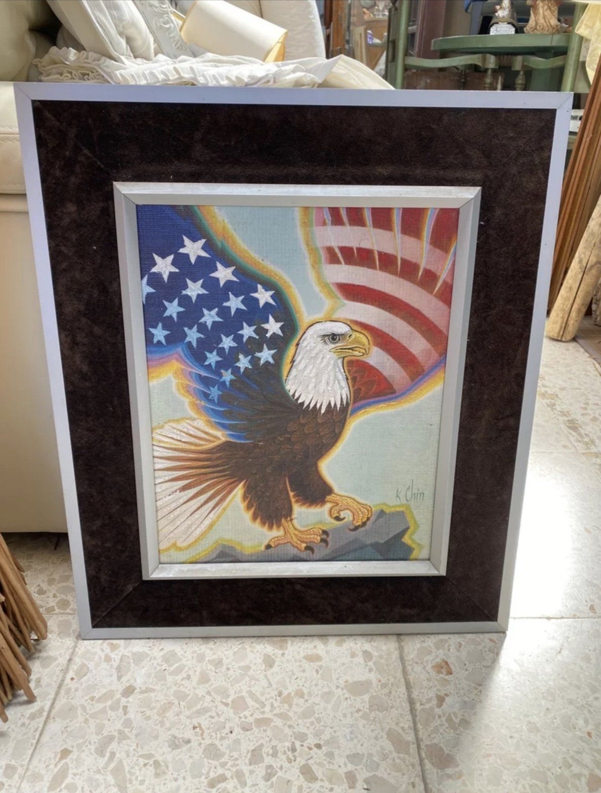 Óleo águila Americana K.Chin 1 K.Chin aguila amaricana 64x54