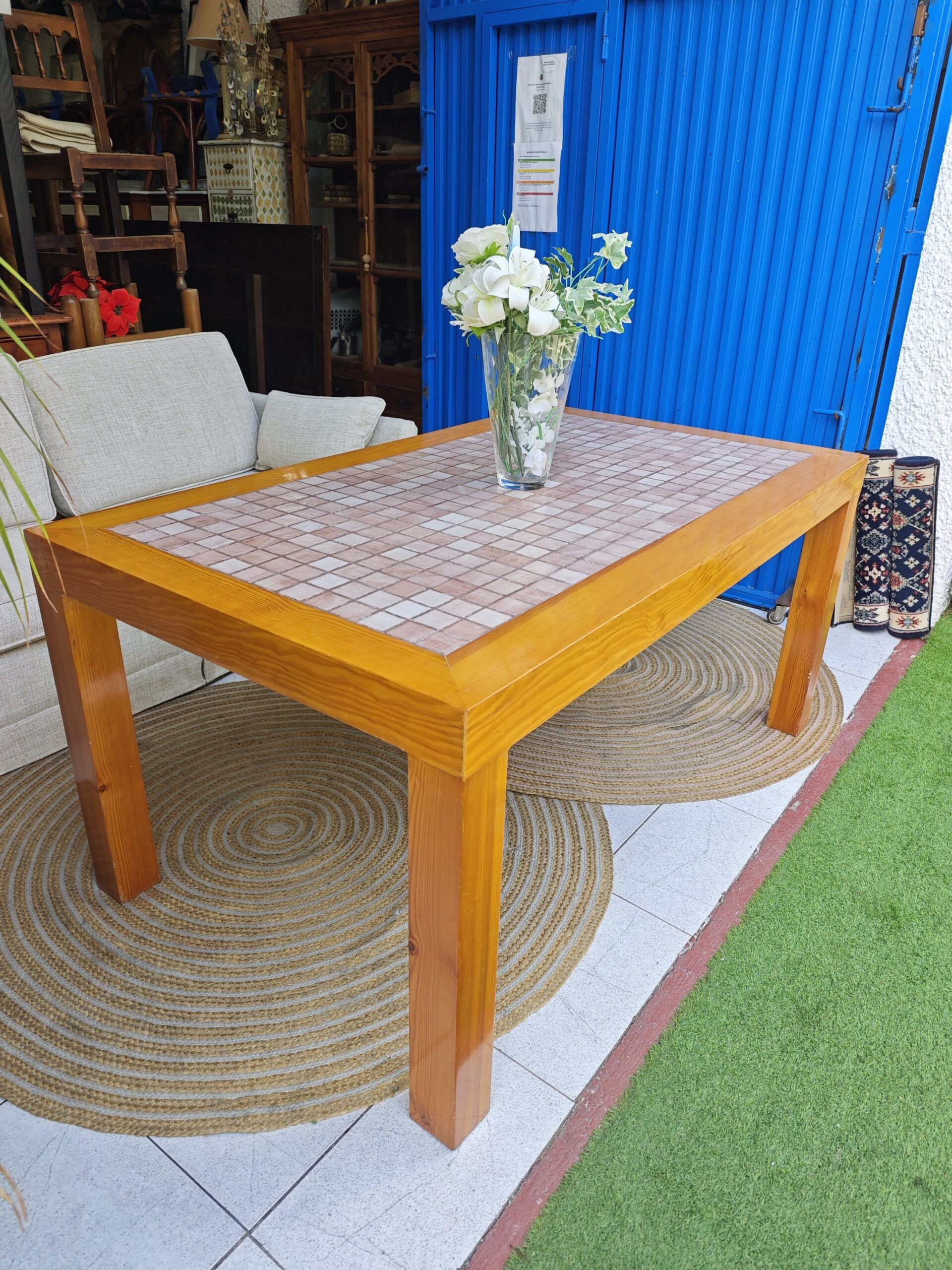 Mesa de madera con cerámica 2 Mesa de madera con cerámica - Imagen 2