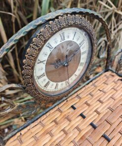 Wrought iron and natural rattan table, 9 1000446546