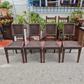 braided wooden chairs, set of 4 handmade chairs, fiber back chairs, rustic style chairs, vintage wooden chairs, natural dining chairs, chairs with braided seat, solid wood chairs, ecological decorative chairs, covered terrace chairs, Mediterranean style chairs, chairs with handmade charm, chairs for spaces with personality