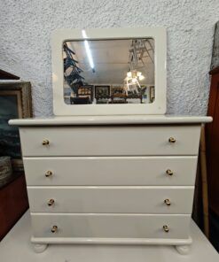white lacquered chest of drawers and mirror 7 1000447855
