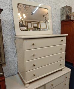 white lacquered chest of drawers and mirror 9 1000447858