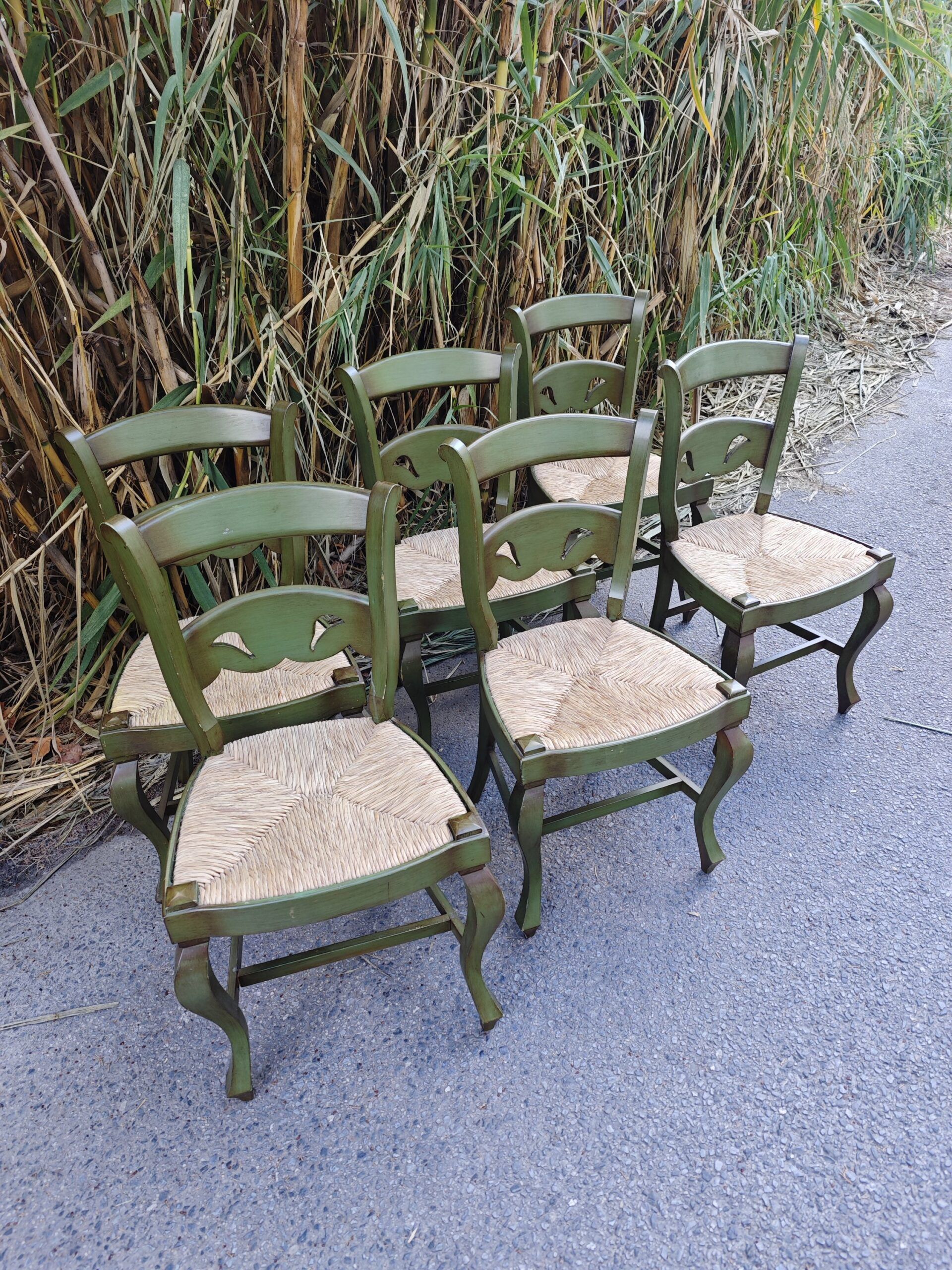 saged green reed chairs5Image sillas de enea verde envejecido - Image 5