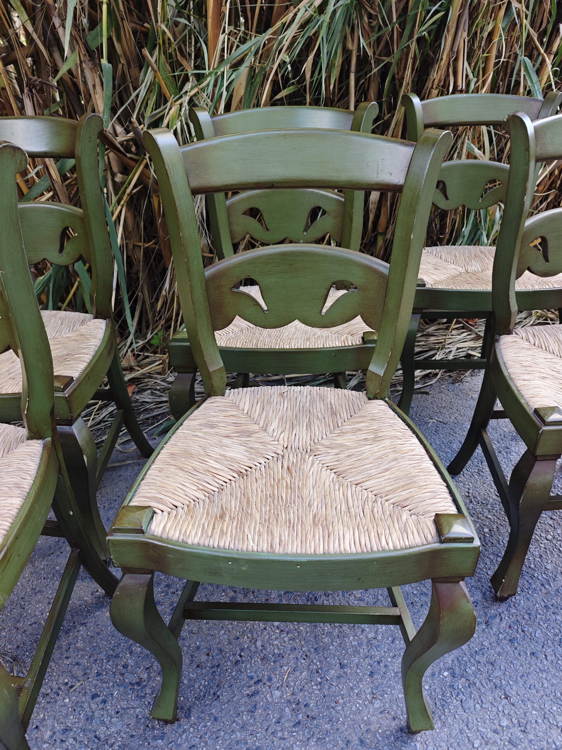 saged green reed chairs3Image sillas de enea verde envejecido - Image 3