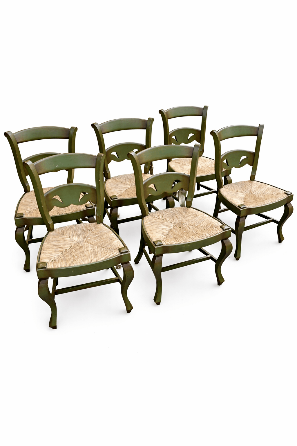 aged green reed chairs 1 sillas de enea verde envejecido