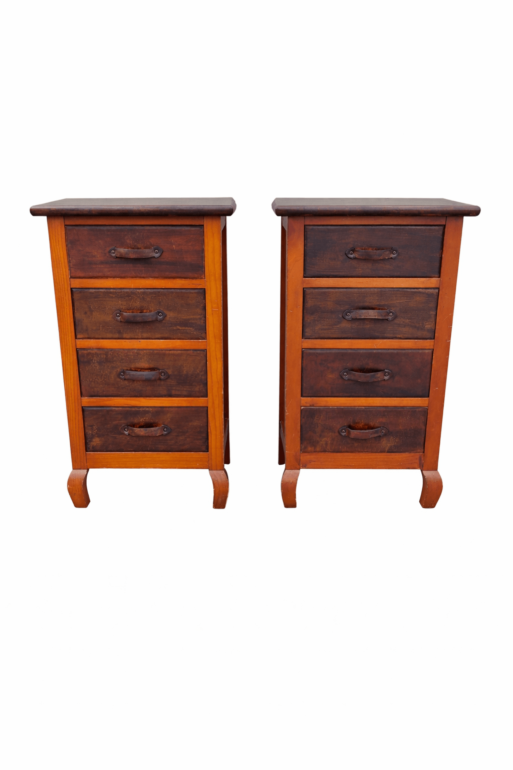 Wood and leather tables 1 Mesitas madera y cuero