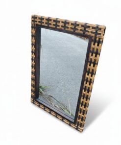 vintage rattan mirror