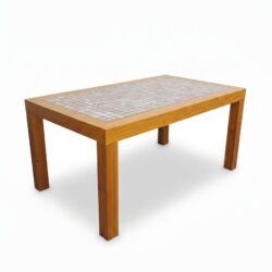 Wooden table with ceramic