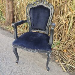 Silla Barroca de Terciopelo Azul y Madera Negra | Estilo Luis XV 7 1000455604