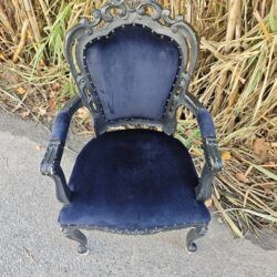 Silla Barroca de Terciopelo Azul y Madera Negra | Estilo Luis XV 8 1000455605