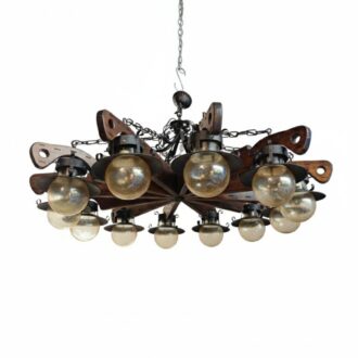 Lámpara de Lujo Vidrio Semillado Coñac