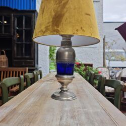 Lámpara de Mesa Antigua de Metal y Vidrio 7 1000457239