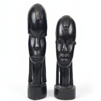 Pareja de Bustos Africanos de Madera de Ébano