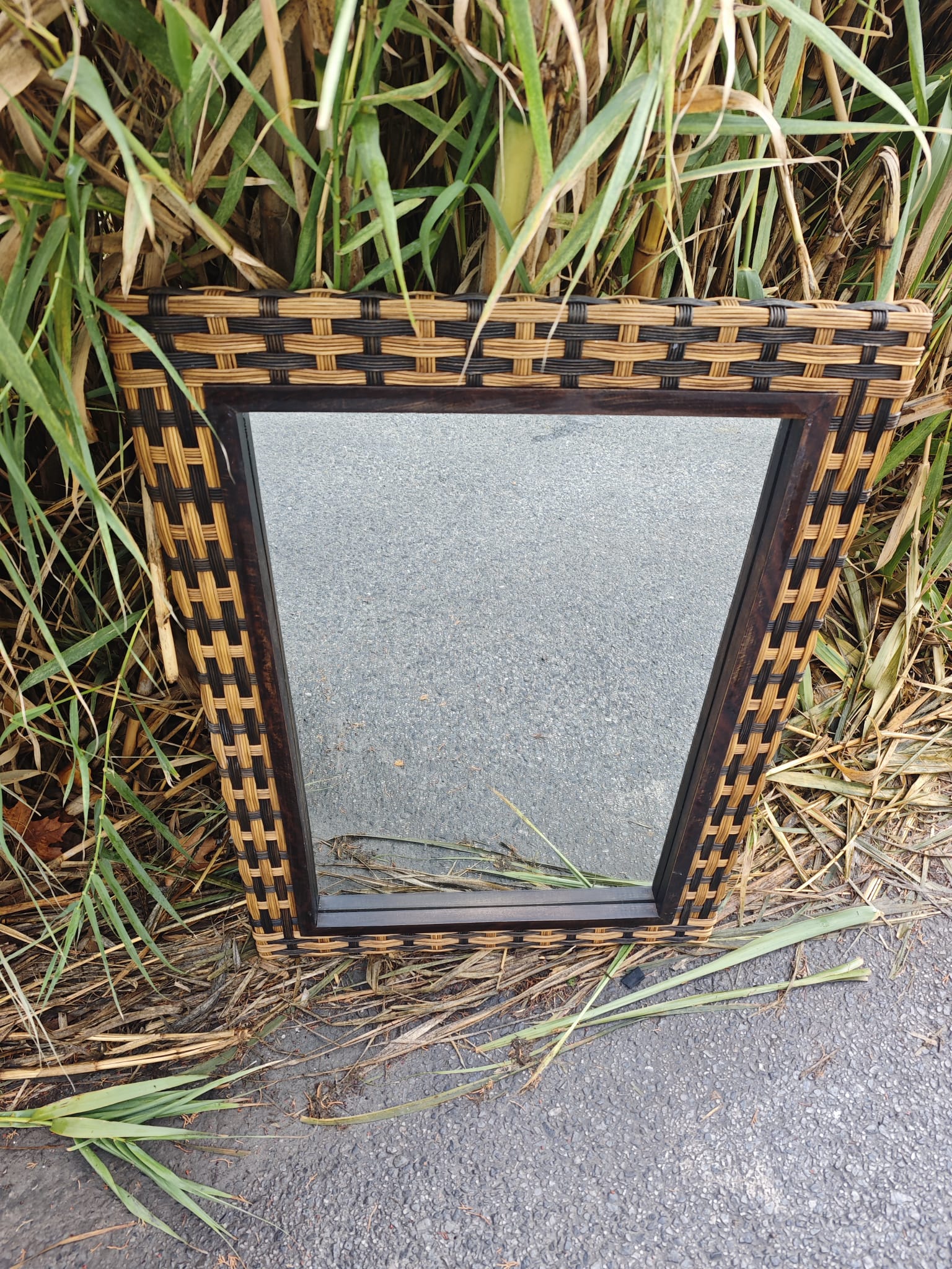 espejo vintage de ratán 2 espejo vintage de ratán - Imagen 2