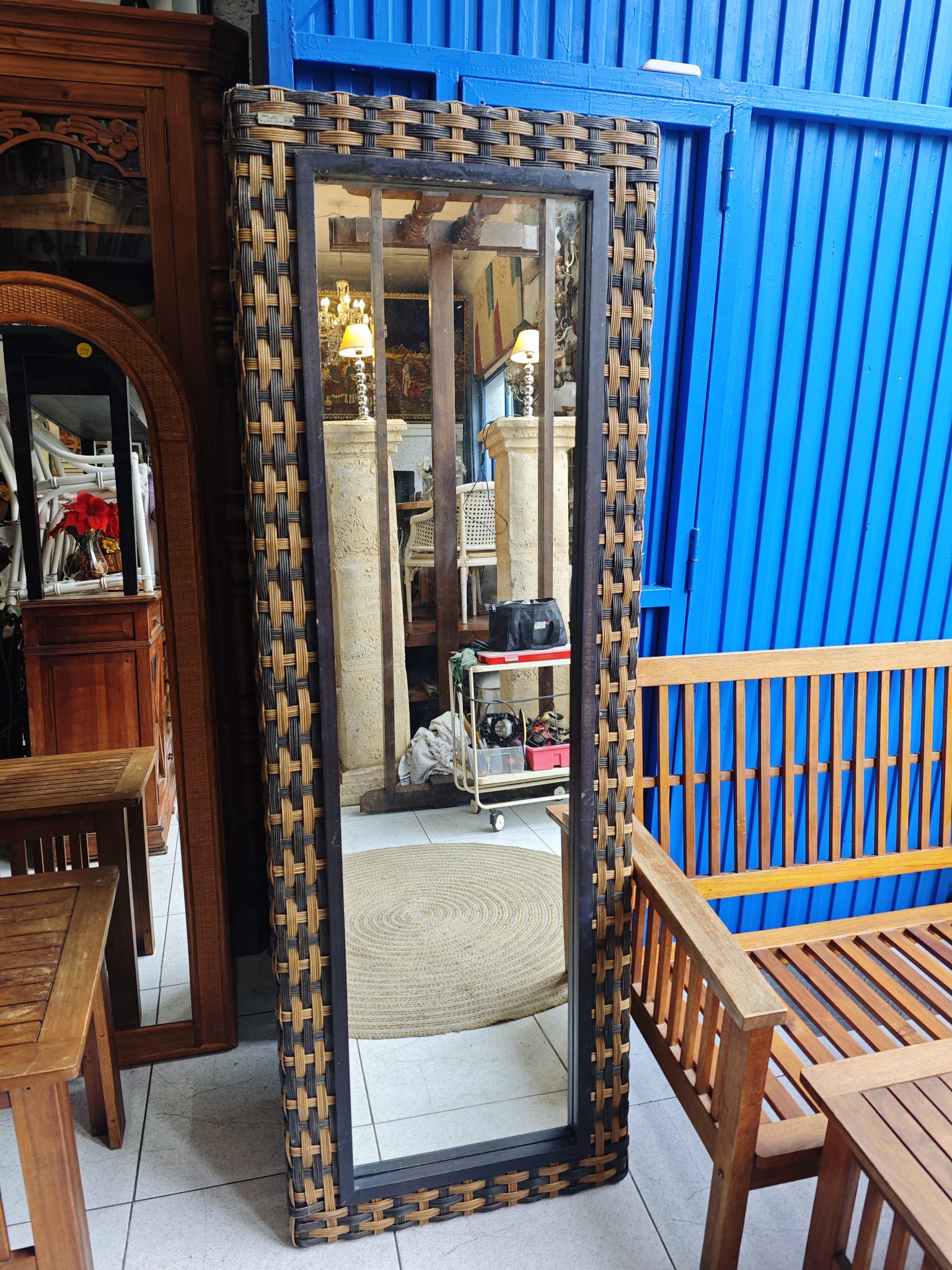 Espejo de ratán natural 180cm 4 Espejo de ratán natural 180cm - Imagen 4