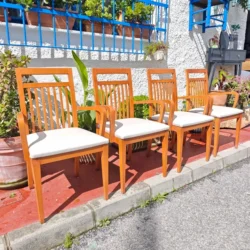 beech wood chairs beige cushion