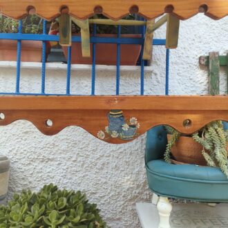 hand painted vintage wooden silver plate 9 platero de madera vintage pintado a mano – foto 4