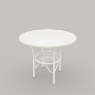 Mesita redonda de bambú y madera