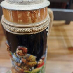 Juego de 7 Jarras de Cerveza Alemanas Vintage con Tapa de Zinc 9 1000462011