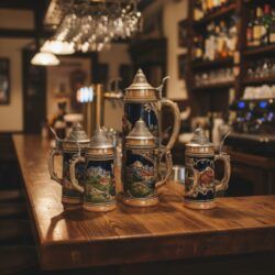 Juego de 7 Jarras de Cerveza Alemanas Vintage con Tapa de Zinc 7 1000462014